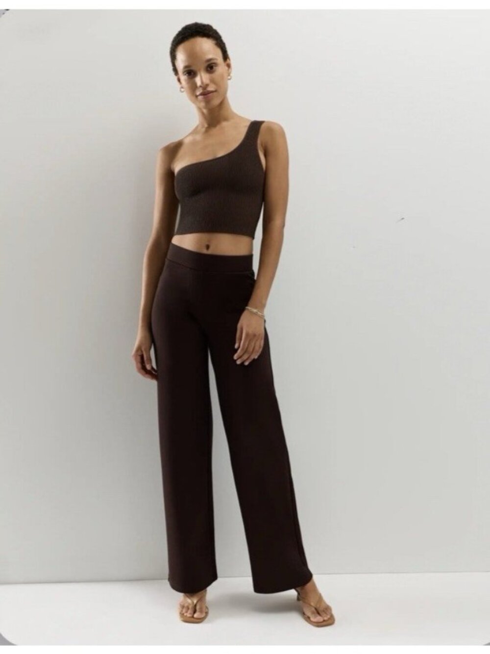 Quince Ultra-Stretch Ponte Wide Leg Pants Espresso Brown Size S